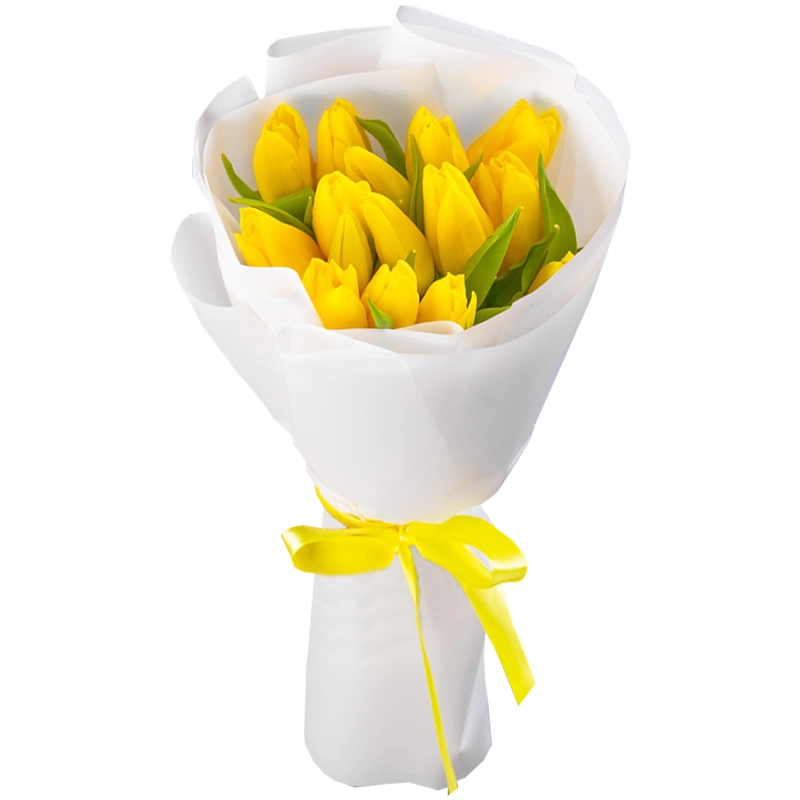 15 желтых тюльпанов